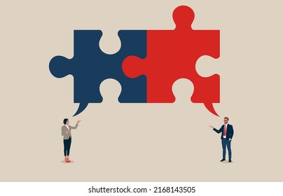 Mutual language. Business negotiation and agreement. Symbol of communication. Vector illustration concept.