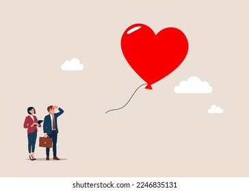 Mutual love. Symbol of love. Flat vector illustration.
