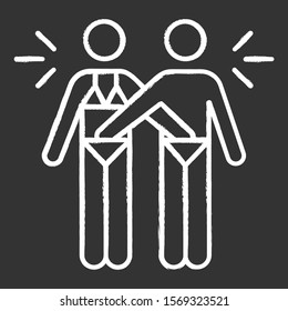 Mutual masturbation chalk icon. Couple sexual acitvity. Man and woman, girlfriend and boyfriend. Erotic play. Intimate relationship with partner. Safe sex. Isolated vector chalkboard illustration