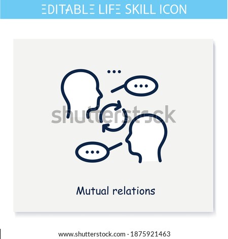 Mutual relations line icon.Amity,sociability, communication skill.Personality strengths and characteristics.Soft skills concept.Human resources management.Isolated vector illustration.Editable stroke 