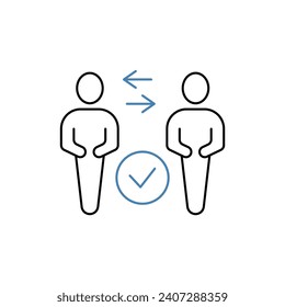 Mutual respect concept line icon. Simple element illustration. Mutual respect concept outline symbol design.