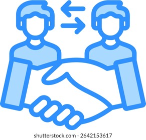 Mutual Respect Icon Blue Color Vector Illustration