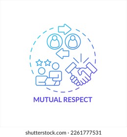 Mutual respect in workplace blue gradient concept icon. Polite worker employer relations. Professional ethics abstract idea thin line illustration. Isolated outline drawing. Myriad Pro-Bold font used