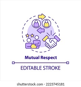 Mutual respect in workplace concept icon. Positive employee employer relationship abstract idea thin line illustration. Isolated outline drawing. Editable stroke. Arial, Myriad Pro-Bold fonts used