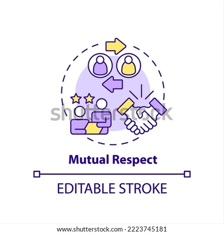 Mutual respect in workplace concept icon. Positive employee employer relationship abstract idea thin line illustration. Isolated outline drawing. Editable stroke. Arial, Myriad Pro-Bold fonts used