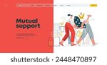 Mutual Support: Assistance with Moving -modern flat vector concept illustration of women collaboratively moving household items A metaphor of voluntary, collaborative exchanges of resource, services