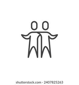 Mutual support line icon. linear style sign for mobile concept and web design. Mutual assistance outline vector icon. Friendship symbol, logo illustration. Vector graphics