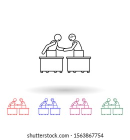 Mutual understanding with a colleague multi color icon. Simple thin line, outline vector of colleague and business partners icons for ui and ux, website or mobile application