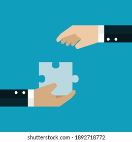 Mutually beneficial cooperation jigsaw, Vector illustration in flat style