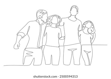 A mutually happy community. Community concept one-line drawing
