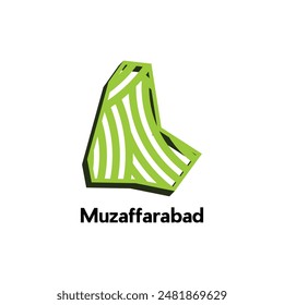 Muzaffarabad world map vector design template, graphic style isolated on white background, suitable for your company