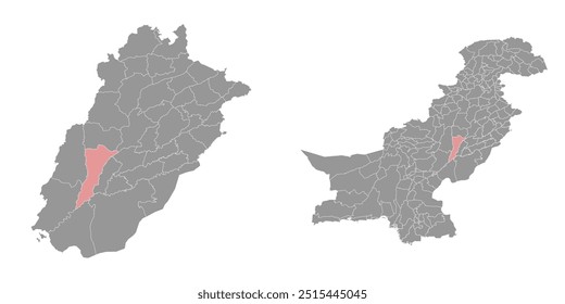 Muzaffargarh district map, administrative division of Pakistan. Vector illustration.