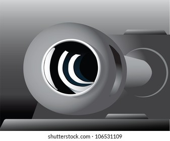 Muzzle of the barrel of the tank. Vector illustration.