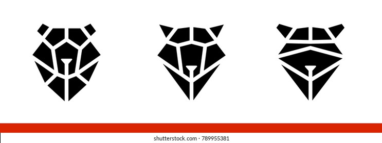 Muzzle bear, raccoon, wolf of geometric shapes for company's brand