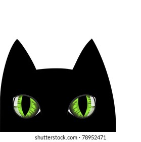 Muzzle Black Cat Green Eyes Stock Vector (Royalty Free) 78952471 ...