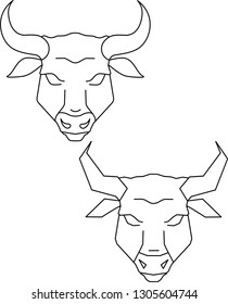 Сontour of the muzzle of a bull in two options