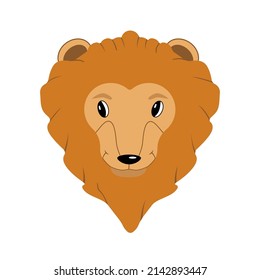 La boquilla de un león de caricatura aislado en un fondo blanco. La ilustración vectorial se puede usar en textiles para niños, postales, paquetes.