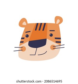 Un bozal de tigre de caricatura aislado en un fondo blanco.