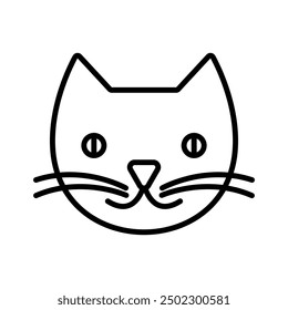 Muzzle of cat editable stroke line icon isolated