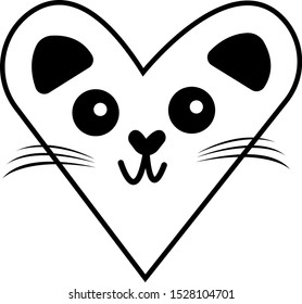 muzzle of a cat with a mustache and black shiny eyes on a white background sketch for design concept pets