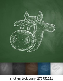 muzzle cow icon. Hand drawn vector illustration. Chalkboard Design