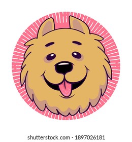 The muzzle of a cute dog. Medallion, emblem cartoon eskimo dog.