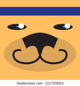 Muzzle of a dog with a bandage. Flat style funny stylized square hound. Character for postcard, valentine, cover, sticker, animation. 