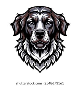 The muzzle of a dog. A template for games design, logo, clothes and souvenirs. Vector illustration. Isolated on a white background.  