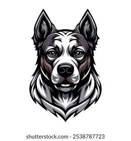 O focinho de um cachorro. Um modelo para design de logotipo, roupas, jogos e lembranças. Isolado em um fundo branco. Ilustração vetorial.