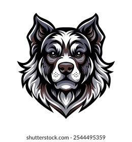 O focinho de um cachorro. Um modelo para design de logotipo, jogos, roupas e lembranças. Isolado em um fundo branco. Ilustração vetorial.