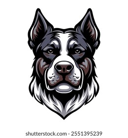 The muzzle of a dog. A template for logo design, games, clothes and souvenirs. Vector illustration. Isolated on a white background. 