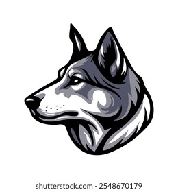 The muzzle of a dog. Vector illustration. A template for logo design, games, clothes and souvenirs. 