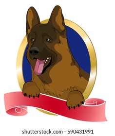 Muzzle the dog in vignette