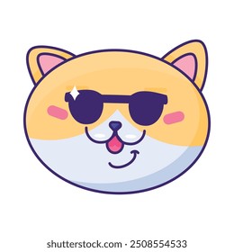 Muzzle Of Fashionable Smiling Cat In Sunglasses