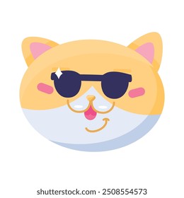 Muzzle Of Fashionable Smiling Cat In Sunglasses