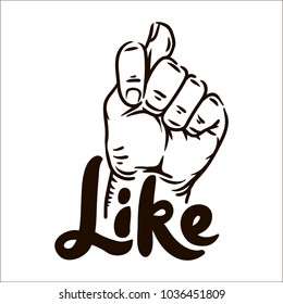Muzzle fig hand with like simple sketch illustration on white background