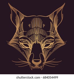 Muzzle fox illustration for creating sketches of tattoos, printing on clothes, design of posters and leaflets.