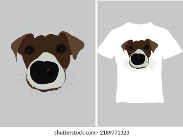 Muzzle of a funny drawn dog close-up. The vector illustration is ready to print on t-shirts, apparel, posters and more.