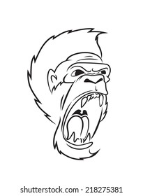 muzzle gorillas, linear illustration