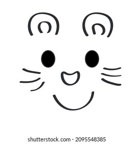 the muzzle of a kitten on a transparent background. Print for children's clothing.