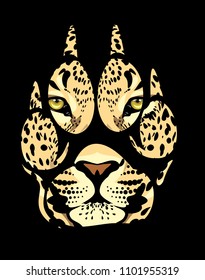muzzle of a leopard in a fingerprint