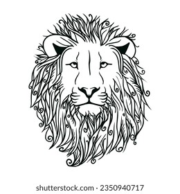 Muzzle of a lion. Multicolored vector illustration