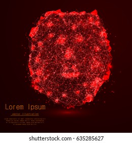 Muzzle of a lion with polygon lines on an abstract background. Polygonal space low poly with connecting points and lines. Connection structure. Vector Backgrounds