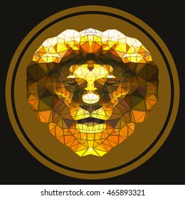 Muzzle of a lion. Polygonal graphics.