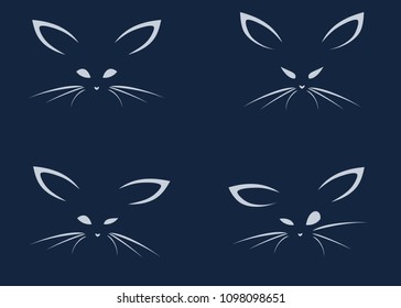 muzzle of a long-eared animal, vector set