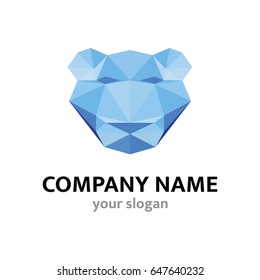 Muzzle of a panther in blue color, stylized in a polygonal design. Logo for security agency or for antivirus application. EPS10.