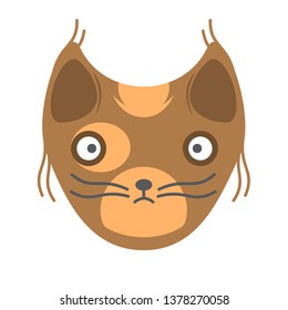 The muzzle of a pet. Head of a brown cat on a white background. Vector illustration in flat style