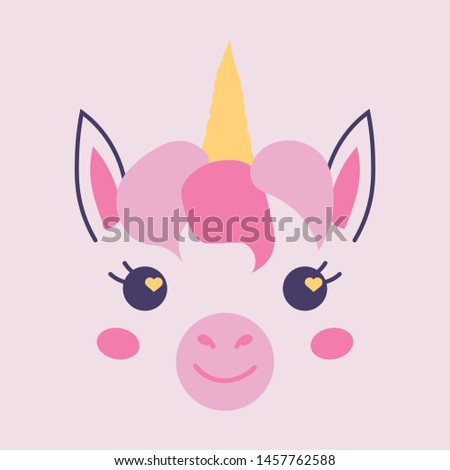 The muzzle of a pink unicorn. Vector illustration.