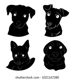 The muzzle of a puppy set of illustrations on a white background