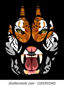 muzzle of a tiger in a paw print